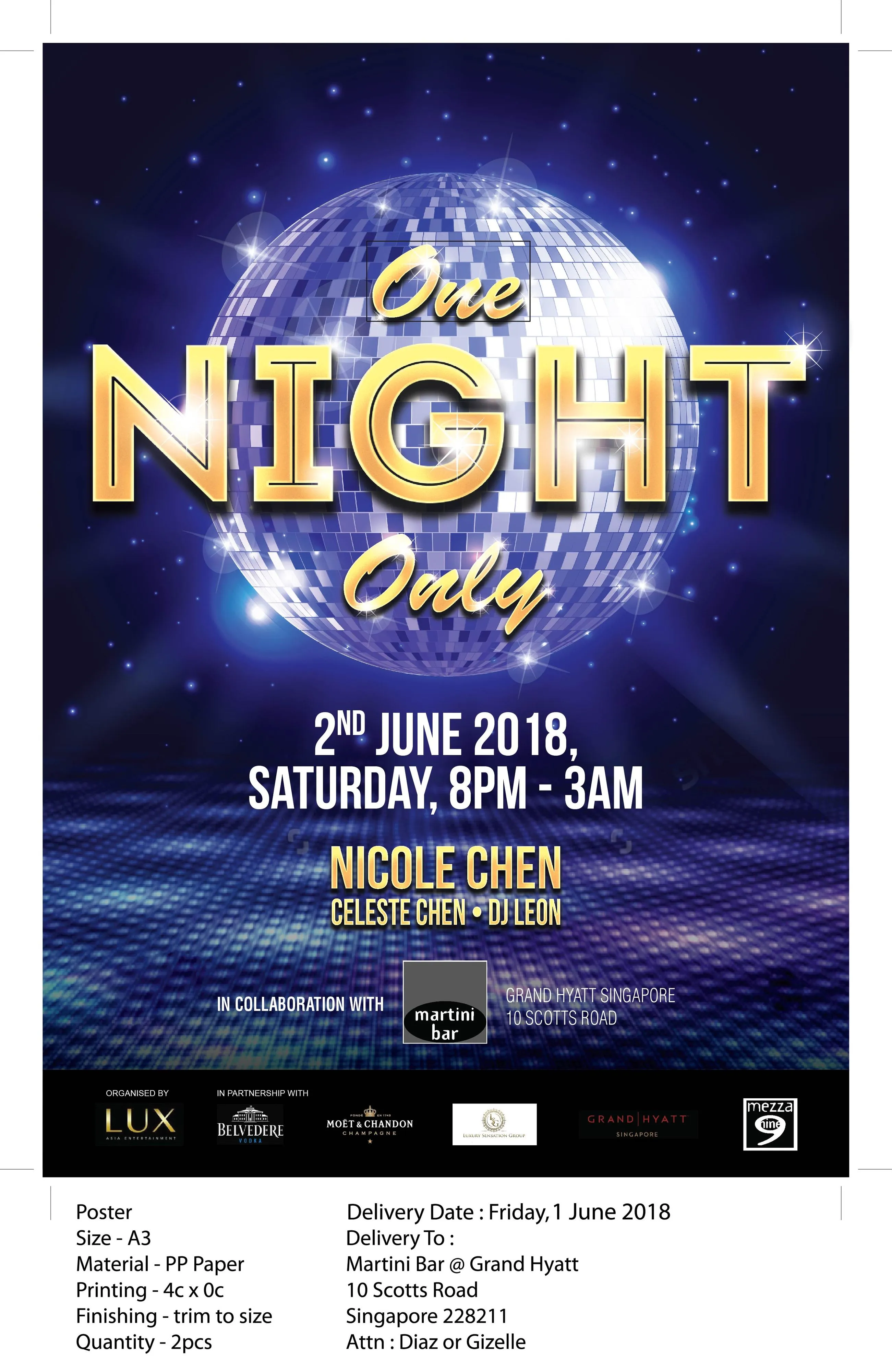 May A3 Poster DiscoNight for Grand Hyatt